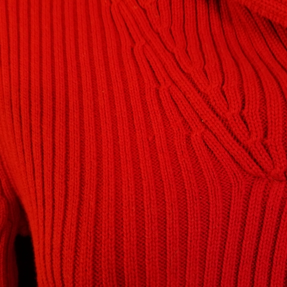 Lauren Ralph Lauren Red Ribbed Cotton Sweater Vintage Christmas 🎄 - Picture 2 of 6